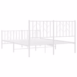 vidaXL Metal Bed Frame with Headboard Mattress Foundation Black 80x200 cm - white, 140 x 190 cm/ with headboard & footboard - Additional view 6