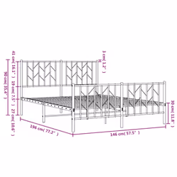 vidaXL Metal Bed Frame with Headboard Mattress Foundation Black 80x200 cm - white, 140 x 190 cm/ with headboard & footboard - Additional view 9