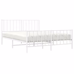 vidaXL Metal Bed Frame with Headboard Mattress Foundation Black 80x200 cm - white, 150 x 200 cm/ with headboard & footboard - Additional view 2