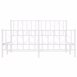 vidaXL Metal Bed Frame with Headboard Mattress Foundation Black 80x200 cm - white, 150 x 200 cm/ with headboard & footboard - Additional view 4