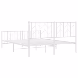 vidaXL Metal Bed Frame with Headboard Mattress Foundation Black 80x200 cm - white, 150 x 200 cm/ with headboard & footboard - Additional view 6