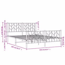 vidaXL Metal Bed Frame with Headboard Mattress Foundation Black 80x200 cm - white, 150 x 200 cm/ with headboard & footboard - Additional view 9