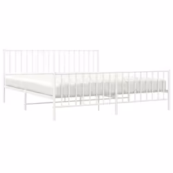 vidaXL Metal Bed Frame with Headboard Mattress Foundation Black 80x200 cm - white, 183 x 213 cm/ with headboard & footboard - Additional view 2