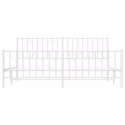 vidaXL Metal Bed Frame with Headboard Mattress Foundation Black 80x200 cm - white, 183 x 213 cm/ with headboard & footboard - Additional view 4