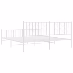 vidaXL Metal Bed Frame with Headboard Mattress Foundation Black 80x200 cm - white, 183 x 213 cm/ with headboard & footboard - Additional view 6