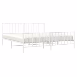 vidaXL Metal Bed Frame with Headboard Mattress Foundation Black 80x200 cm - white, 193 x 203 cm/ with headboard & footboard - Additional view 2