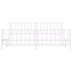 vidaXL Metal Bed Frame with Headboard Mattress Foundation Black 80x200 cm - white, 193 x 203 cm/ with headboard & footboard - Additional view 4