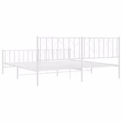 vidaXL Metal Bed Frame with Headboard Mattress Foundation Black 80x200 cm - white, 193 x 203 cm/ with headboard & footboard - Additional view 6