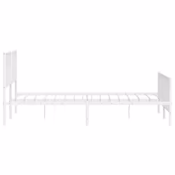 vidaXL Metal Bed Frame with Headboard Mattress Foundation Black 80x200 cm - white, 200 x 200 cm/ with headboard & footboard - Additional view 5