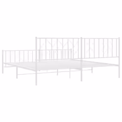 vidaXL Metal Bed Frame with Headboard Mattress Foundation Black 80x200 cm - white, 200 x 200 cm/ with headboard & footboard - Additional view 6