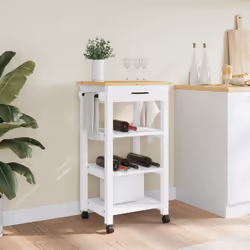 vidaXL Kitchen Trolley Rolling Cart Storage Cart Trolley MONZA Solid Wood Pine - white, 48 x 40 x 90 cm - Additional view 2
