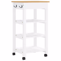 vidaXL Kitchen Trolley Rolling Cart Storage Cart Trolley MONZA Solid Wood Pine - white, 48 x 40 x 90 cm - Additional view 6