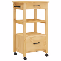 vidaXL Kitchen Trolley Rolling Cart Storage Cart Trolley MONZA Solid Wood Pine - brown