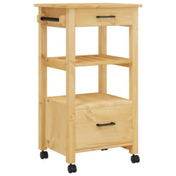 vidaXL Kitchen Trolley Rolling Cart Storage Cart Trolley MONZA Solid Wood Pine - brown