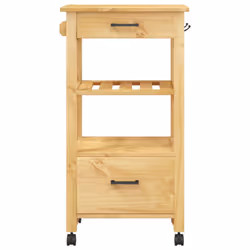 vidaXL Kitchen Trolley Rolling Cart Storage Cart Trolley MONZA Solid Wood Pine - brown - Additional view 4