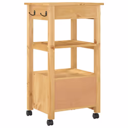 vidaXL Kitchen Trolley Rolling Cart Storage Cart Trolley MONZA Solid Wood Pine - brown - Additional view 6