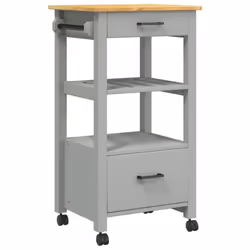 vidaXL Kitchen Trolley Rolling Cart Storage Cart Trolley MONZA Solid Wood Pine - grey