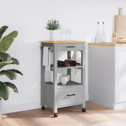 vidaXL Kitchen Trolley Rolling Cart Storage Cart Trolley MONZA Solid Wood Pine - grey
