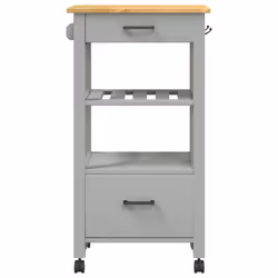 vidaXL Kitchen Trolley Rolling Cart Storage Cart Trolley MONZA Solid Wood Pine - grey - Additional view 4