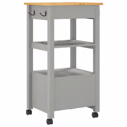 vidaXL Kitchen Trolley Rolling Cart Storage Cart Trolley MONZA Solid Wood Pine - grey - Additional view 6