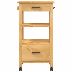 vidaXL Kitchen Trolley Rolling Cart Storage Cart Trolley MONZA Solid Wood Pine - brown - Additional view 4