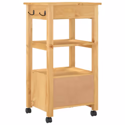 vidaXL Kitchen Trolley Rolling Cart Storage Cart Trolley MONZA Solid Wood Pine - brown - Additional view 6