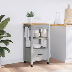 vidaXL Kitchen Trolley Rolling Cart Storage Cart Trolley MONZA Solid Wood Pine - grey - Additional view 2