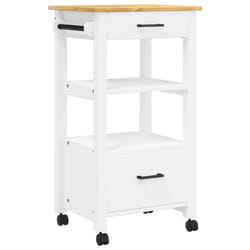 vidaXL Kitchen Trolley Rolling Cart Storage Cart Trolley MONZA Solid Wood Pine - white