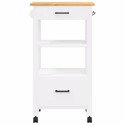 vidaXL Kitchen Trolley Rolling Cart Storage Cart Trolley MONZA Solid Wood Pine - white - Additional view 4
