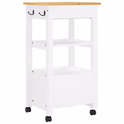 vidaXL Kitchen Trolley Rolling Cart Storage Cart Trolley MONZA Solid Wood Pine - white - Additional view 6