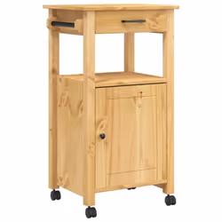 vidaXL Kitchen Trolley Rolling Cart Storage Cart Trolley MONZA Solid Wood Pine - brown