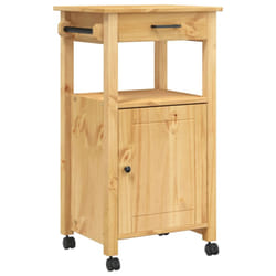 vidaXL Kitchen Trolley Rolling Cart Storage Cart Trolley MONZA Solid Wood Pine - brown