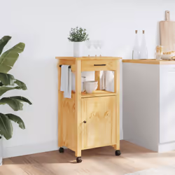 vidaXL Kitchen Trolley Rolling Cart Storage Cart Trolley MONZA Solid Wood Pine - brown