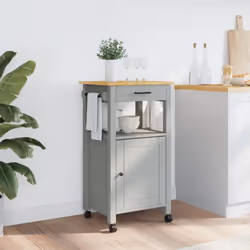 vidaXL Kitchen Trolley Rolling Cart Storage Cart Trolley MONZA Solid Wood Pine - grey