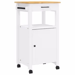 vidaXL Kitchen Trolley Rolling Cart Storage Cart Trolley MONZA Solid Wood Pine - white