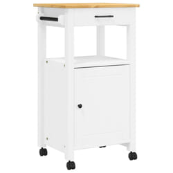 vidaXL Kitchen Trolley Rolling Cart Storage Cart Trolley MONZA Solid Wood Pine - white