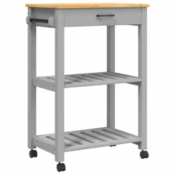 vidaXL Kitchen Trolley Rolling Cart Storage Cart Trolley MONZA Solid Wood Pine - grey, 60 x 40 x 90 cm
