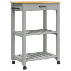 vidaXL Kitchen Trolley Rolling Cart Storage Cart Trolley MONZA Solid Wood Pine - grey, 60 x 40 x 90 cm