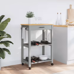 vidaXL Kitchen Trolley Rolling Cart Storage Cart Trolley MONZA Solid Wood Pine - grey, 60 x 40 x 90 cm