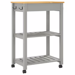 vidaXL Kitchen Trolley Rolling Cart Storage Cart Trolley MONZA Solid Wood Pine - grey, 60 x 40 x 90 cm - Additional view 6