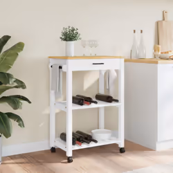 vidaXL Kitchen Trolley Rolling Cart Storage Cart Trolley MONZA Solid Wood Pine - white, 60 x 40 x 90 cm - Additional view 2