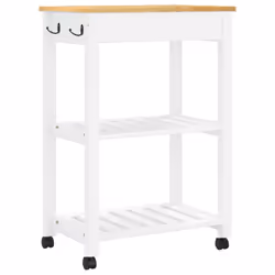 vidaXL Kitchen Trolley Rolling Cart Storage Cart Trolley MONZA Solid Wood Pine - white, 60 x 40 x 90 cm - Additional view 6