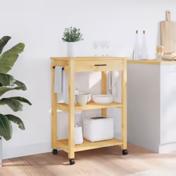 vidaXL Kitchen Trolley Rolling Cart Storage Cart Trolley MONZA Solid Wood Pine - brown, 60 x 40 x 90 cm - Additional view 2