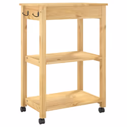 vidaXL Kitchen Trolley Rolling Cart Storage Cart Trolley MONZA Solid Wood Pine - brown, 60 x 40 x 90 cm - Additional view 6
