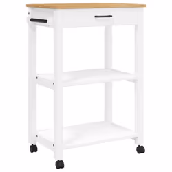 vidaXL Kitchen Trolley Rolling Cart Storage Cart Trolley MONZA Solid Wood Pine - white, 60 x 40 x 90 cm