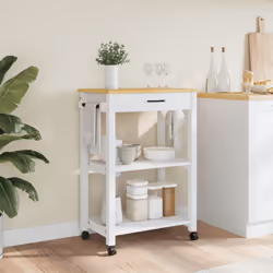vidaXL Kitchen Trolley Rolling Cart Storage Cart Trolley MONZA Solid Wood Pine - white, 60 x 40 x 90 cm