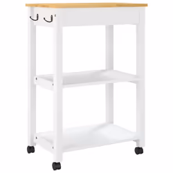vidaXL Kitchen Trolley Rolling Cart Storage Cart Trolley MONZA Solid Wood Pine - white, 60 x 40 x 90 cm - Additional view 6