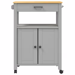vidaXL Kitchen Trolley Rolling Cart Storage Cart Trolley MONZA Solid Wood Pine - grey, 60 x 40 x 90 cm - Additional view 4