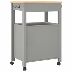 vidaXL Kitchen Trolley Rolling Cart Storage Cart Trolley MONZA Solid Wood Pine - grey, 60 x 40 x 90 cm - Additional view 6