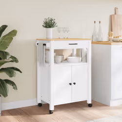 vidaXL Kitchen Trolley Rolling Cart Storage Cart Trolley MONZA Solid Wood Pine - white, 60 x 40 x 90 cm - Additional view 2